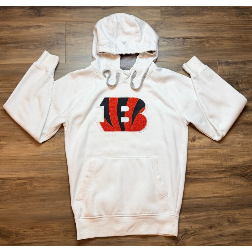 Antigua CINCINNATI BENGALS White Hooded Sweatshirt SZ S